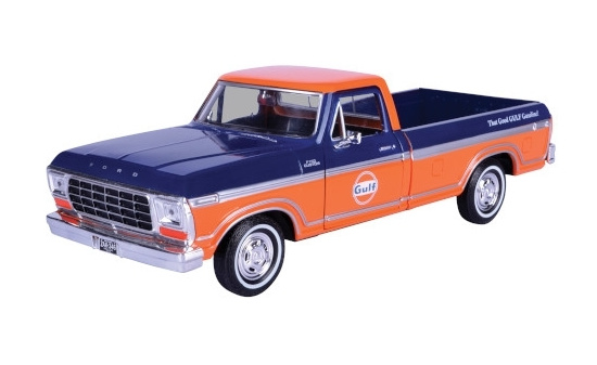 Motormax 79652 Ford F-150 Custom Pick Up, blau/orange,  Gulf 1:24