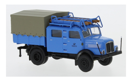 Brekina 71757 IFA S 4000-1 Bautruppwagen, blau, Deutsche Post Studiotechnik, 1960 1:87