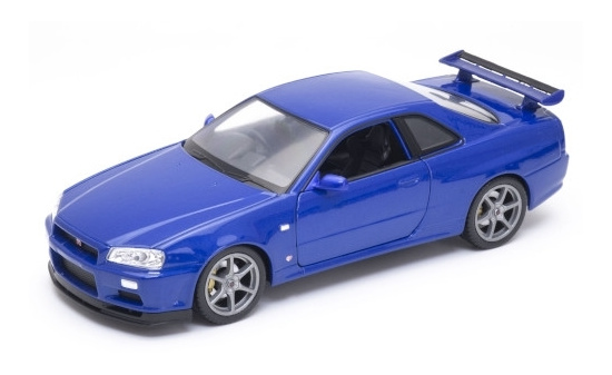 Welly 24108WMET-BLUE Nissan Skyline GT-R (R34), metallic-blau, RHD 1:24