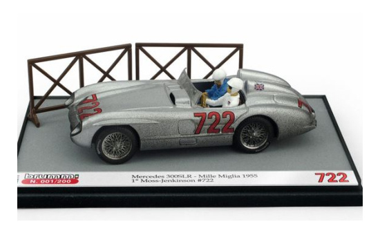 Brumm S2017 Mercedes 300 SLR, No.722, Mille Miglia, Moss Collection mit Figuren, S.Moss/D.Jenkinson, 1955 1:43