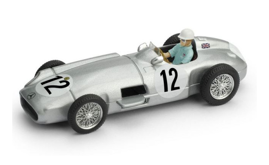 Brumm R072C-CH Mercedes W196, No.12, Formel 1, GP Großbritannien, Moss Collection mit Figur, S.Moss, 1955 1:43