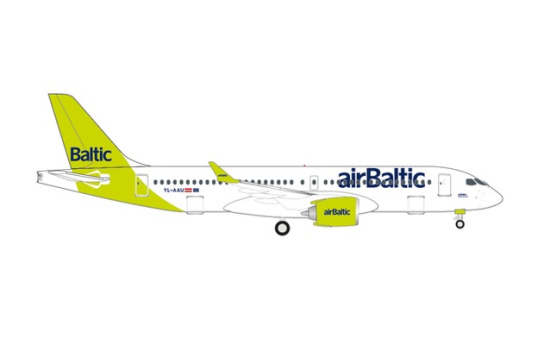 Herpa 535328 airBaltic Airbus A220-300 - new livery 100th A220 YL-AAU - Vorbestellung 1:500