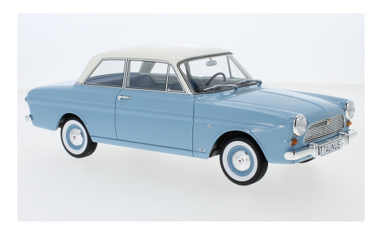 BoS-Models 404 Ford Taunus 12M (P4) Limousine, hellblau/weiss, 1965 1:18