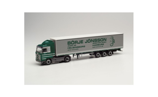 Herpa 314039 Scania 143 SL Gardinenplanen-Sattelzug mit Bordwänden 