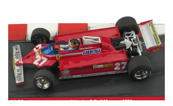 Brumm S2101 Ferrari 126CK turbo, No.27, Scuderia Ferrari, Formel 1, GP Monaco, Minidiorama in Sonderverpackung, G.Villeneuve, 1981 1:43