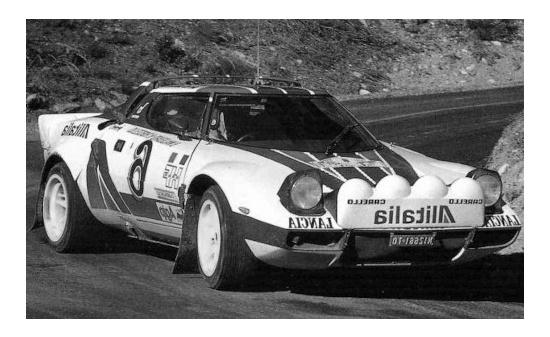 IXO 24RAL009B Lancia Stratos HF, No.6,  Alitalia, Rallye WM, Rallye Monte-Carlo, B.Waldegard/B.Thorszelius, 1976 1:24