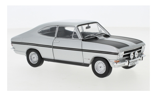 WhiteBox 124065-O Opel Kadett B Rallye, silber/matt-schwarz, 1967 1:24