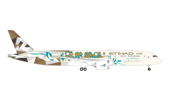 Herpa 535748 Etihad Airways Boeing 787-9 Dreamliner Choose Saudi Arabia A6-BLN 1:500