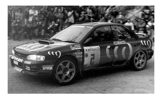 IXO 24RAL011A Subaru Impreza 555, No.5, Subaru Rally Team, Rallye WM, Rallye Monte-Carlo, C.Sainz/L.Moya, 1995 1:24