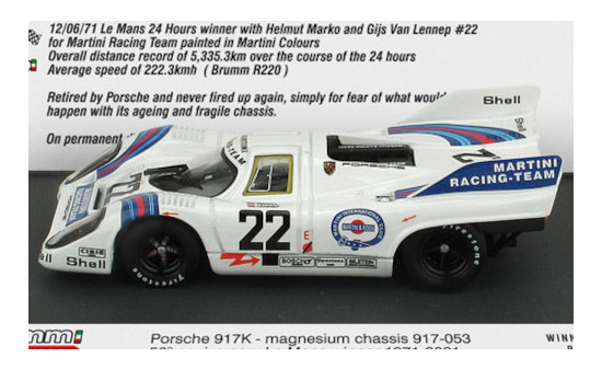 Brumm S2104 Porsche 917K, RHD, No.22, Martini Racing Team, Martini, 24h Le Mans, in Sonderverpackung, H.Marko/G.van Lennep, 1971 1:43