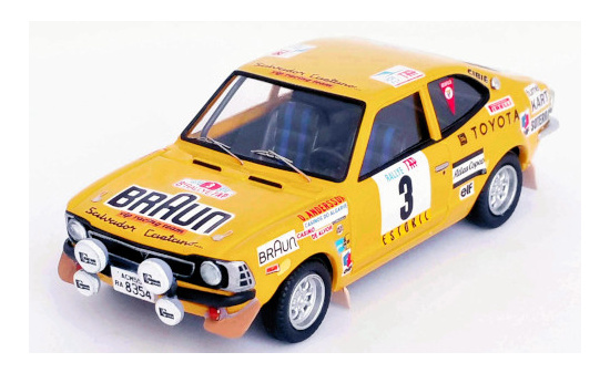 Trofeu RRAL111 Toyota Corolla Levin, No.3, VIP Racing Team, Braun, Rallye WM, Rallye Portugal, O.Andersson/A.Hertz, 1974 1:43