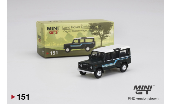 Mini GT MGT00151-R Land Rover Defender 110  1985 County Station Wagon Grey (RHD) 1:64