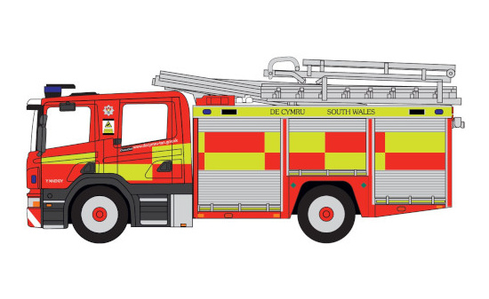 Oxford 76SFE012 Scania CP28 Pump Ladder, South Wales Fire & Rescue 1:76
