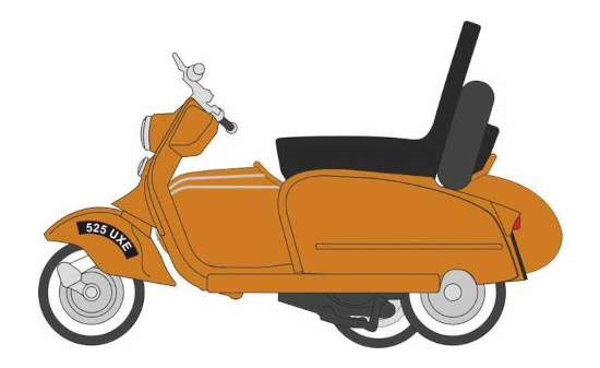 Oxford 76SC003 - Scooter mit Beiwagen, orange 1:76