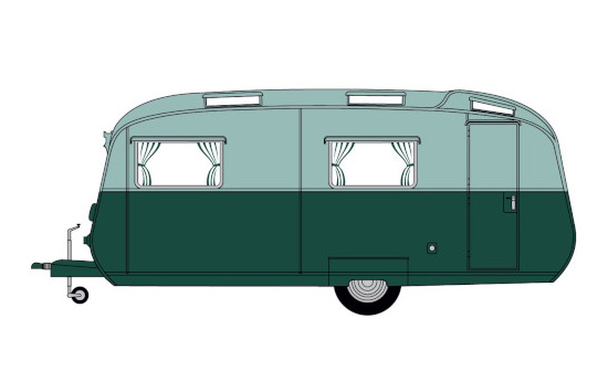 Oxford 76CC003 Carlight Continental Caravan, dunkelgrün/hellgrün 1:76