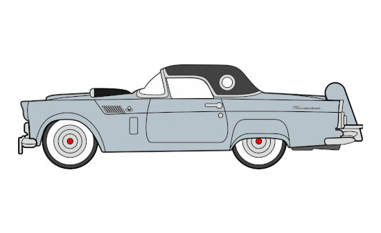 Oxford 87TH56007 Ford Thunderbird, metallic-grau/schwarz, 1956 1:87