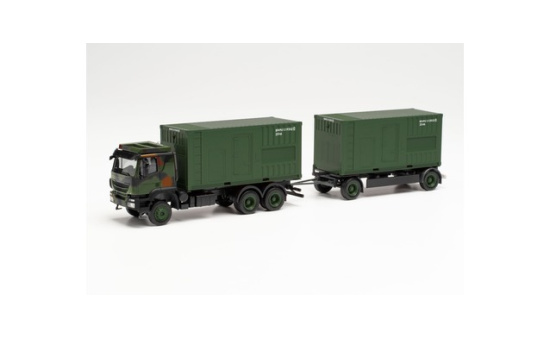 Herpa 746847 Iveco Trakker Container-Hängerzug mit Stromaggregat Bundeswehr 1:87