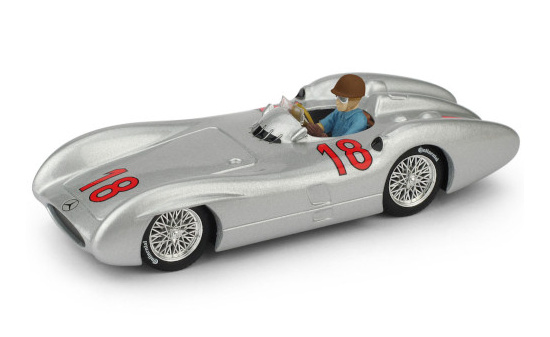 Brumm R280-CH Mercedes W196, No.18, Formel 1, GP Frankreich, mit Fahrerfigur, J.M.Fangio, 1954 1:43