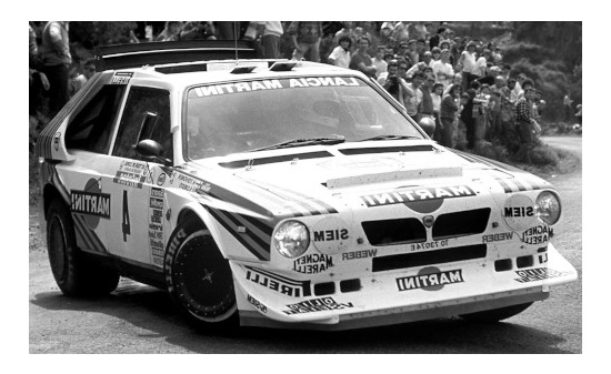 IXO 18RMC083B20 Lancia Delta S4, No.4, Lancia Martini Racing, Martini, Rally WM, Tour de Corse, H.Toivonen/S.Cresto, 1986 1:18