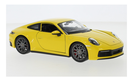 Welly 24099W-YELLOW Porsche 911 (992) Carrera 4S, gelb, 2019 1:24