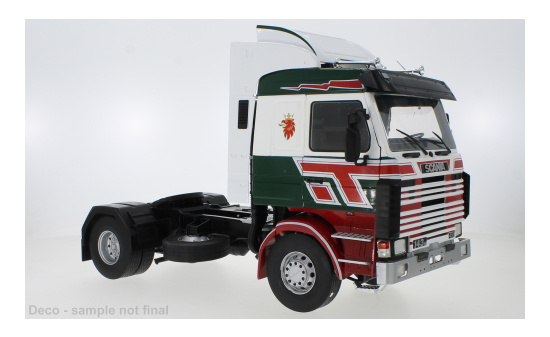 MCG 18239 Scania 143 Topline, dunkelgrün/rot, Bilspedition, 1987 1:18