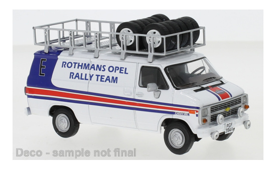 IXO RAC374X Chevrolet G-Series Van, Rothmans Opel Rally Team, Rothmans, Assistance with roof rack and wheels, 1983 1:43