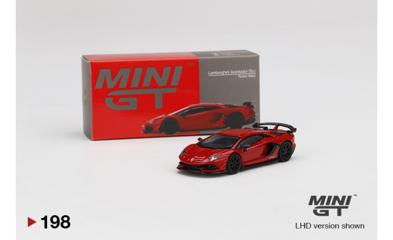 Mini GT MGT00198-R Lamborghini Aventador SVJ Rosso Mars (RHD) 1:64