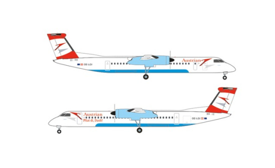 Herpa 536011 Austrian Airlines Bombardier Q400 Pfiat Di, Dash! OE-LGI Eisenstadt 1:500