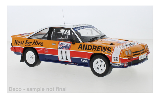 IXO 18RMC09920 Opel Manta B 400, RHD, No.11, Andrews, Rallye WM, RAC Rally, R.Brookes/M.Broad, 1985 1:18