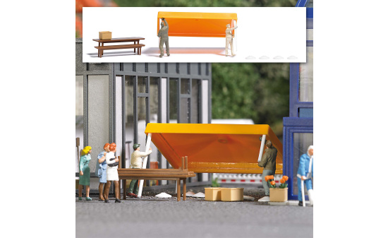 Busch 1821 Marktstand Aufbau - Vorbestellung 1:87
