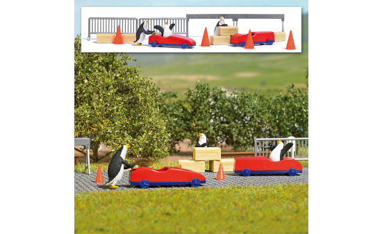 Busch 7924 A-Set: Pinguine Seifenkisten - Vorbestellung 1:87