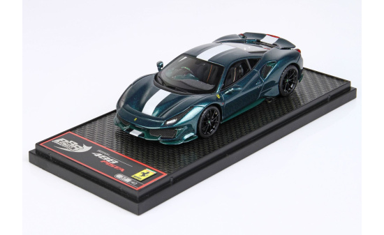 BBR CAR76RI-01 Ferrari 488 Pista RHD - Dark Green/Stripe Argento Nurburgring  1:43