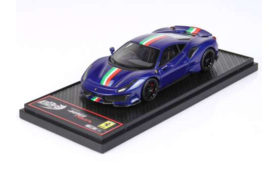 BBR CAR76RI-05 Ferrari 488 Pista RHD - Blue Tour De France/ Italian Flag 1:43