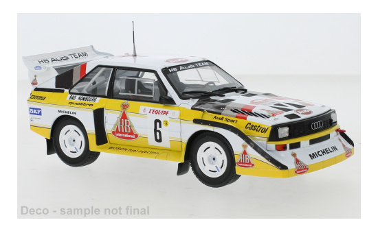 IXO 24RAL020A Audi Sport quattro S1, No.6, HB Audi Team, HB, Rallye WM, Rally Monte Carlo , H.Mikkola/A.Hertz, 1986 1:24