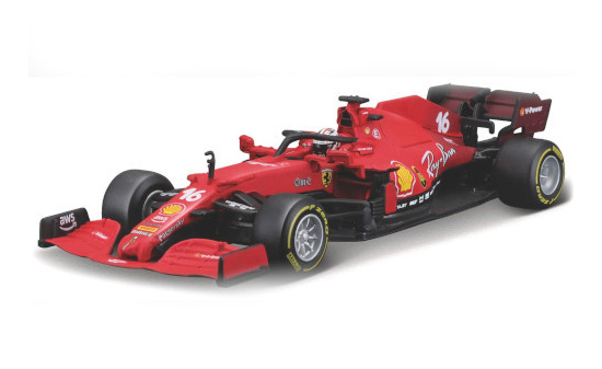 Bburago 18-36828L Ferrari SF21, No.16, Scuderia Ferrari, Formel 1, mit Fahrerfigur, C.Leclerc, 2021 1:43